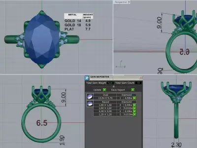 Luxury Engagement Ring tulip style 3D print model