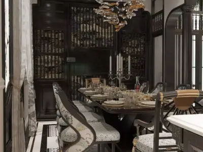 Southeast Asian style interior space 3D model