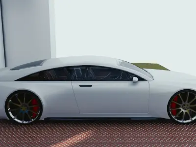 BLENDER EEVEE Brandless Extended Wheelbase 2 door coupe Low-poly 3D model