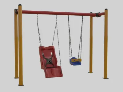 Playground Metal Non-Disabled Double Swings - 01 3D model