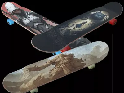 Modular Skateboard Low-poly 3D model