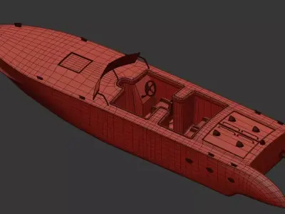 Vintage Wooden Hydroplane Racing Boat 3D model 3D model