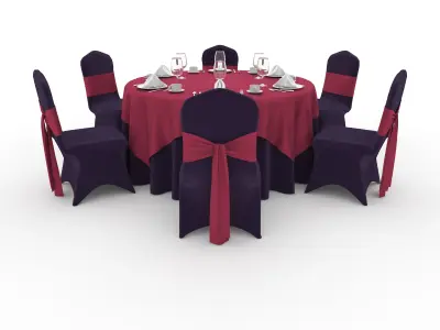 Banquet Table and Chair 52 3D model