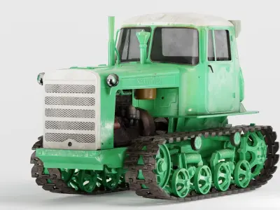 set of DT-75 clean diesel tractor in 6 color variants iv7 Low-poly 3D model