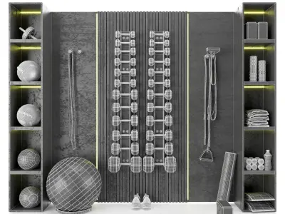 Home Gym Yoga Fitness Decoration Fitness Gray Set 053  3D model