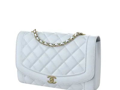 Vintage Medium Diana Flap Bag White Low-poly 3D model