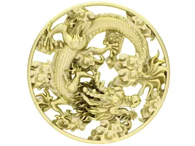 Luxury Chinese Dragon Round Pendant Jewelry 3D Model 3328 3D print model