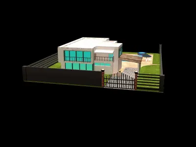 Mansion modern house with swimming pool 3D model