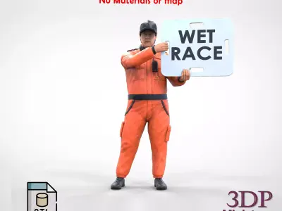 N4 Race Marshal with sign 3D print model