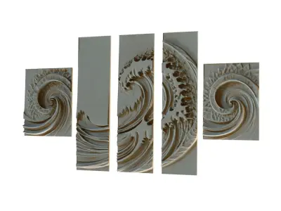 mural decor set wall panel 32 3D model