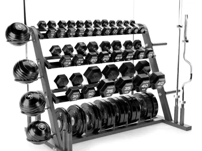Weight Storage Racks Dumbbell Set 024 3D model