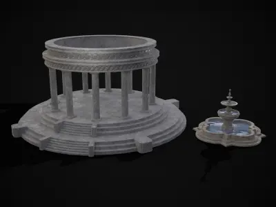 Fountain and Pergola 3D Model Collection