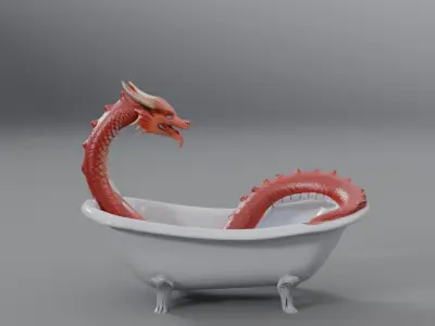 dragon taking a bath 3D model
