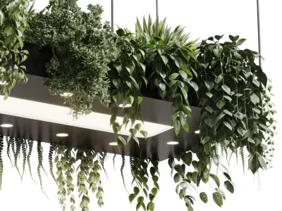 Rectangle pot light pendant - plant light hanging 18 3D model