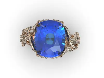 ring with stones Anna Hu Haute Joallerie 3D print model