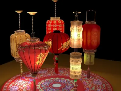 Chinese red lantern 3D model