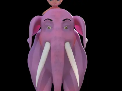 Elephant and baby 3D model