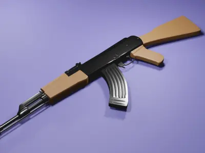 AK-47 low poly rifle Low-poly 3D model