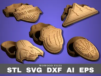 34 boxes files for CNC router and 3D printer STL DXF eps svg ai 3D print model