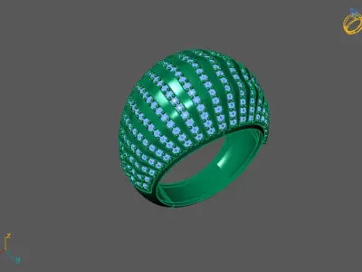STL 3DM Print Ready Women Diamond Ring Lightweight Printable  3D print model 134