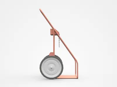 Pink Hand Truck With High Wheels And Chain 3D model