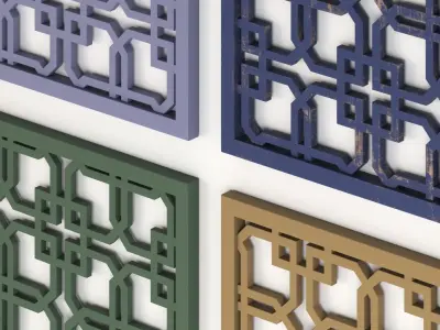 Arabic Islamic pattern wood decorative plaster 3D model get