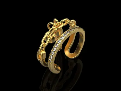 Chain Ring with diamonds N12 3D print model