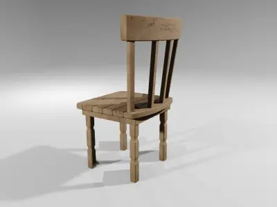 Classic Wooden Chair - Cadeira de Madeira Low-poly 3D model