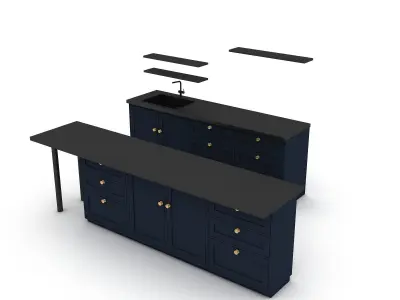 3D model 3d modern kitchen design 02 Low-poly 3D model