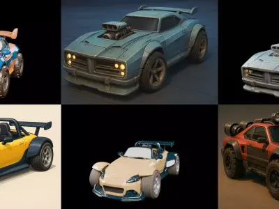 Gt one Car bundle 1 pack 100 glb 3D model