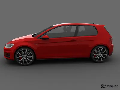 Volkswagen Golf GTI 3 doors 2014 3D model