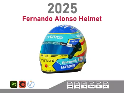 F1 Fernando Alonso Helmet 2025 3D model