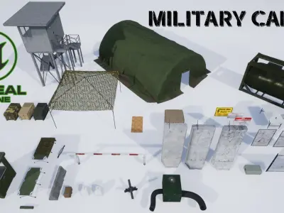 small military camp pack only unreal engine files 3D model