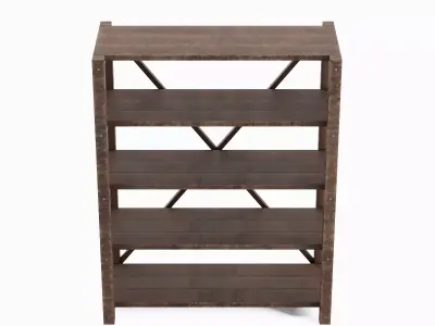 Wide Pottery Shelf B 01 Low-poly 3D model