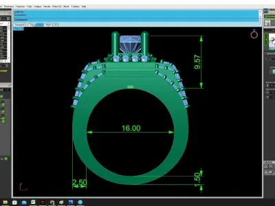 Luxury Triple Row Men Ring With Round Emerald Center  3733 3D print model