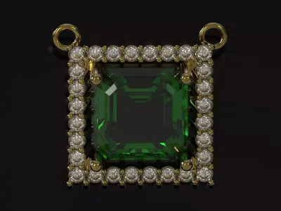 STL 3D Emerald jewelry pendant model jp0394 3D print model