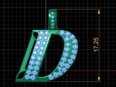 LUXURY ALPHABET D PENDANT 3D PRINTABLE MODEL 3D print model