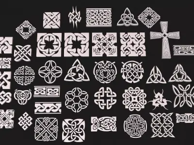 Celtic ornament pack full 3D model