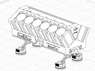 V12 Block for 3Dprinter 3D print model