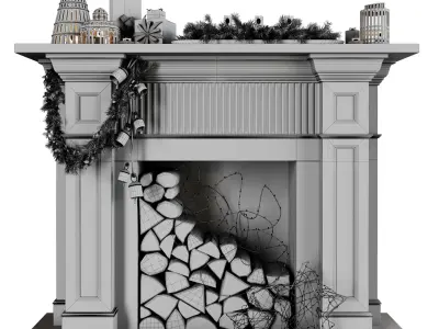 Christmas fireplace 3D model