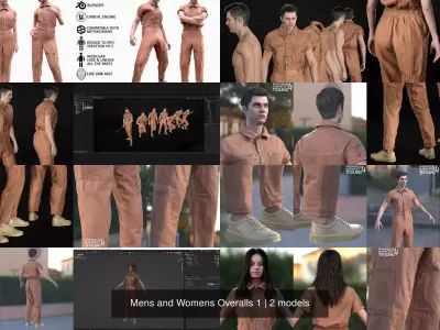 Mens and Womens Overalls 1 3D Model Collection