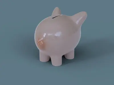 Piggy Bank low poly 3D model PBR 3D model