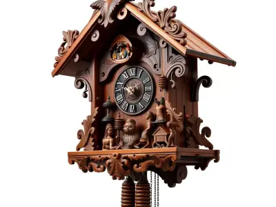Elegant Wooden Cuckoo Clock model pack Low-poly 3D model