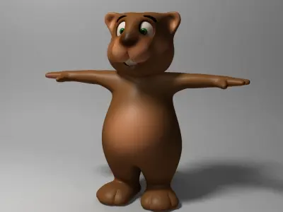 Cartoon beaver rigged Low-poly 3D model