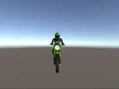 Low Poly Dirt Bike With Rider-4 Low-poly 3D model
