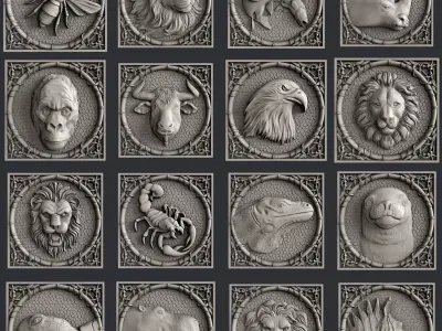 3d STL models for CNC set animals 3D model