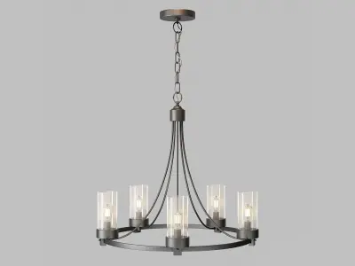 Devoe 5 - Light Wagon Wheel Chandelier 3D model