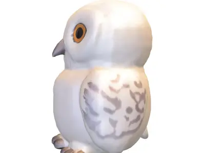 Fluffy Snow Owl Cute Pack Low-poly 3D model