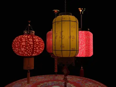Chinese red  lantern  3D model buy
