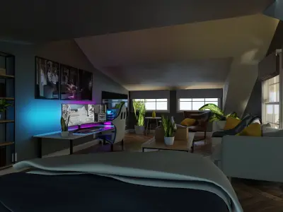 Classic style porch house furniture only pack Low-poly 3D model